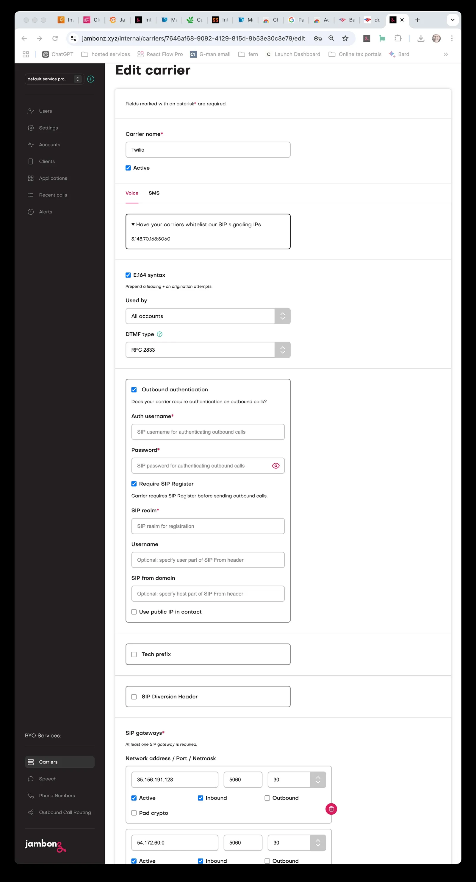 Create SIP Trunks