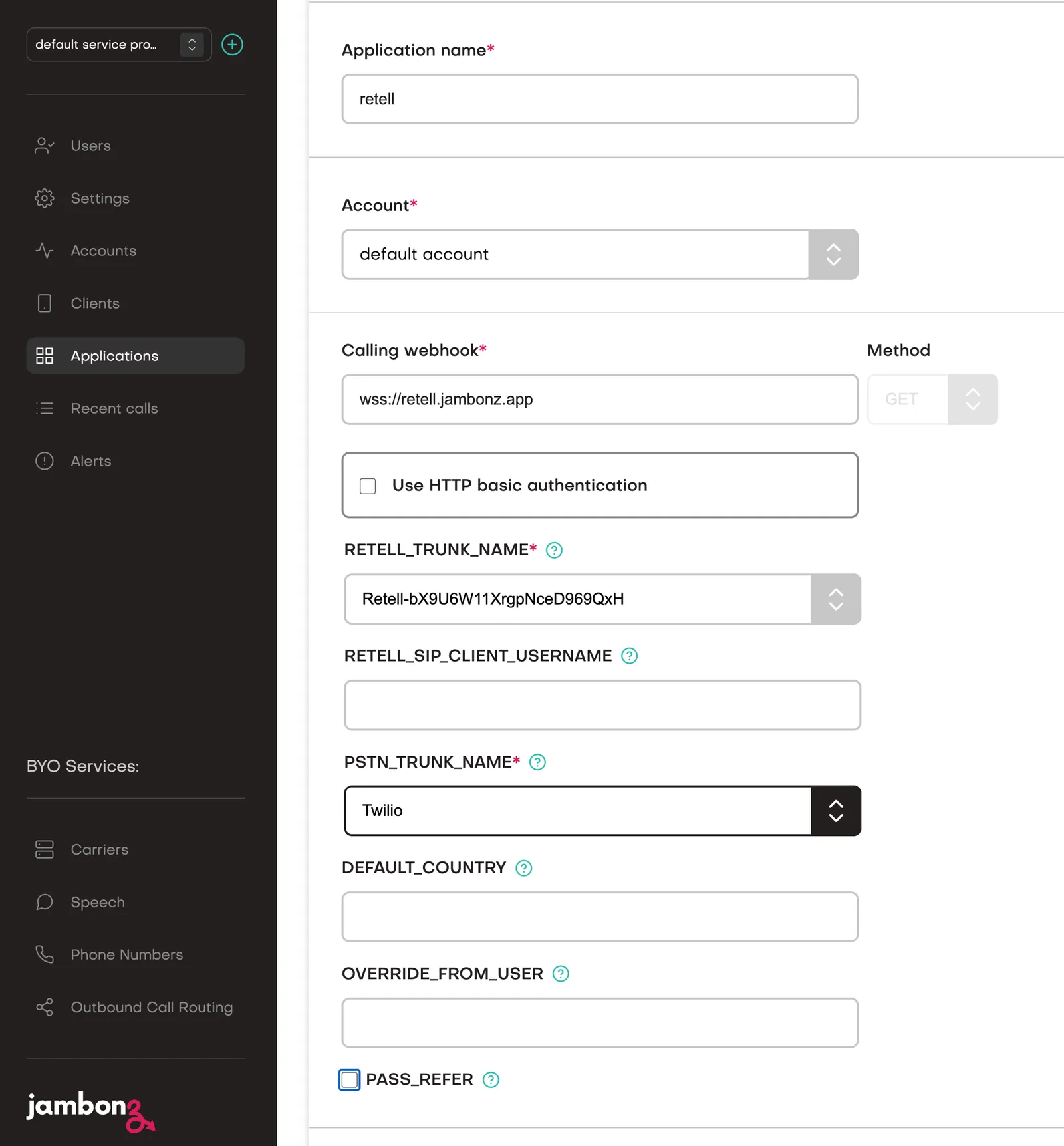 Setting the calling webhook